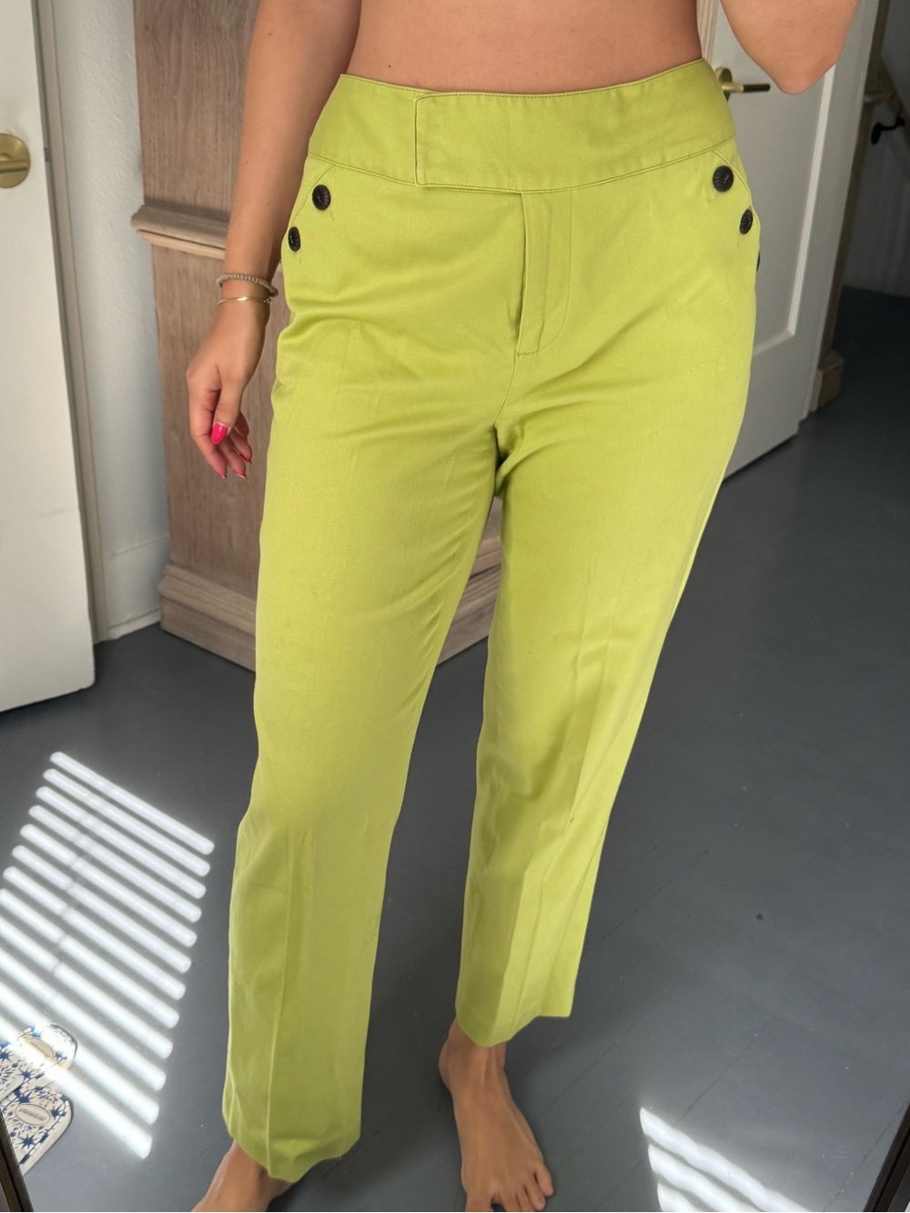 Vintage Oscar De La Renta Lime Green Tailored Pants